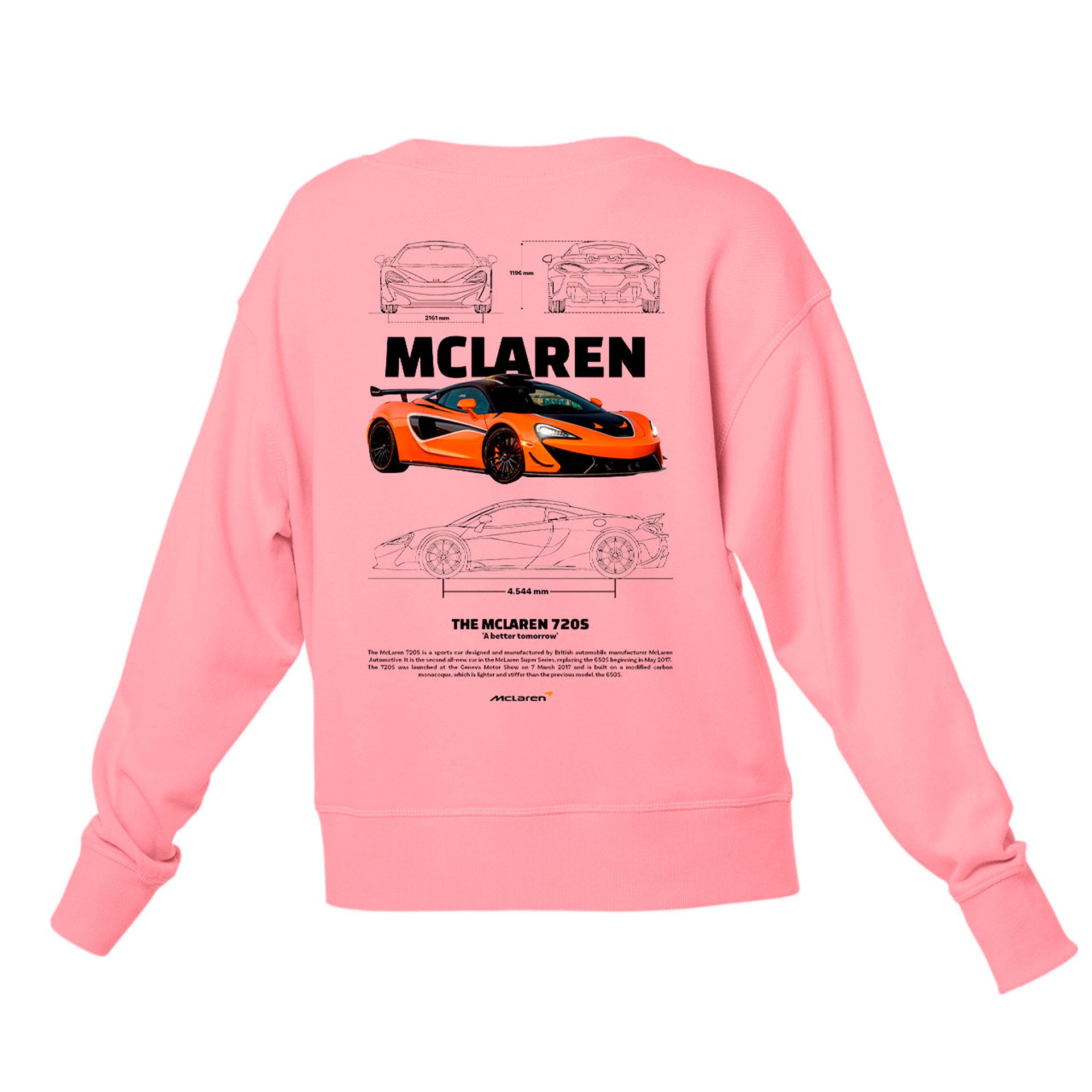 Moletom Gola Redonda Unissex Mclaren 720S ORANGE-ROSA BEBE
