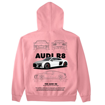 Moletom Básico Com Capuz Unissex Audi R8-ROSA BEBE