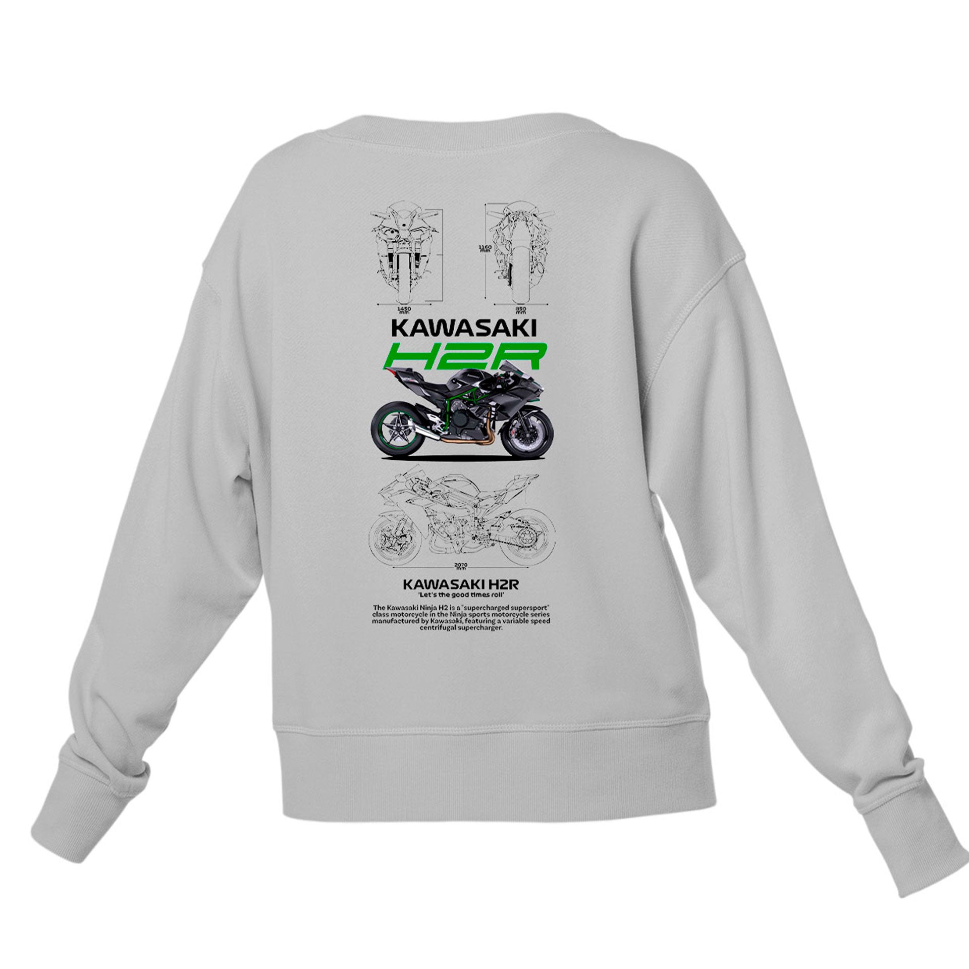 Moletom Gola Redonda Unissex Kawasaki H2R-CINZA