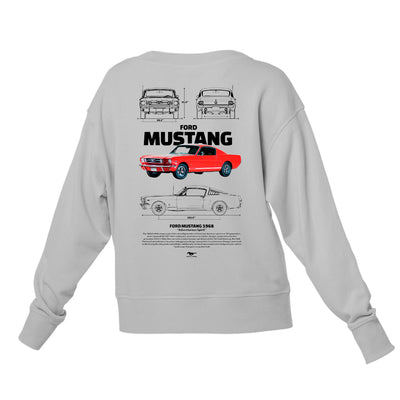Moletom Gola Redonda Unissex Ford Mustang 1966 W-CINZA