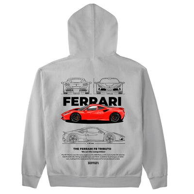 Moletom Básico Com Capuz Unissex Ferrari F8 Tributo - WHITE-CINZA