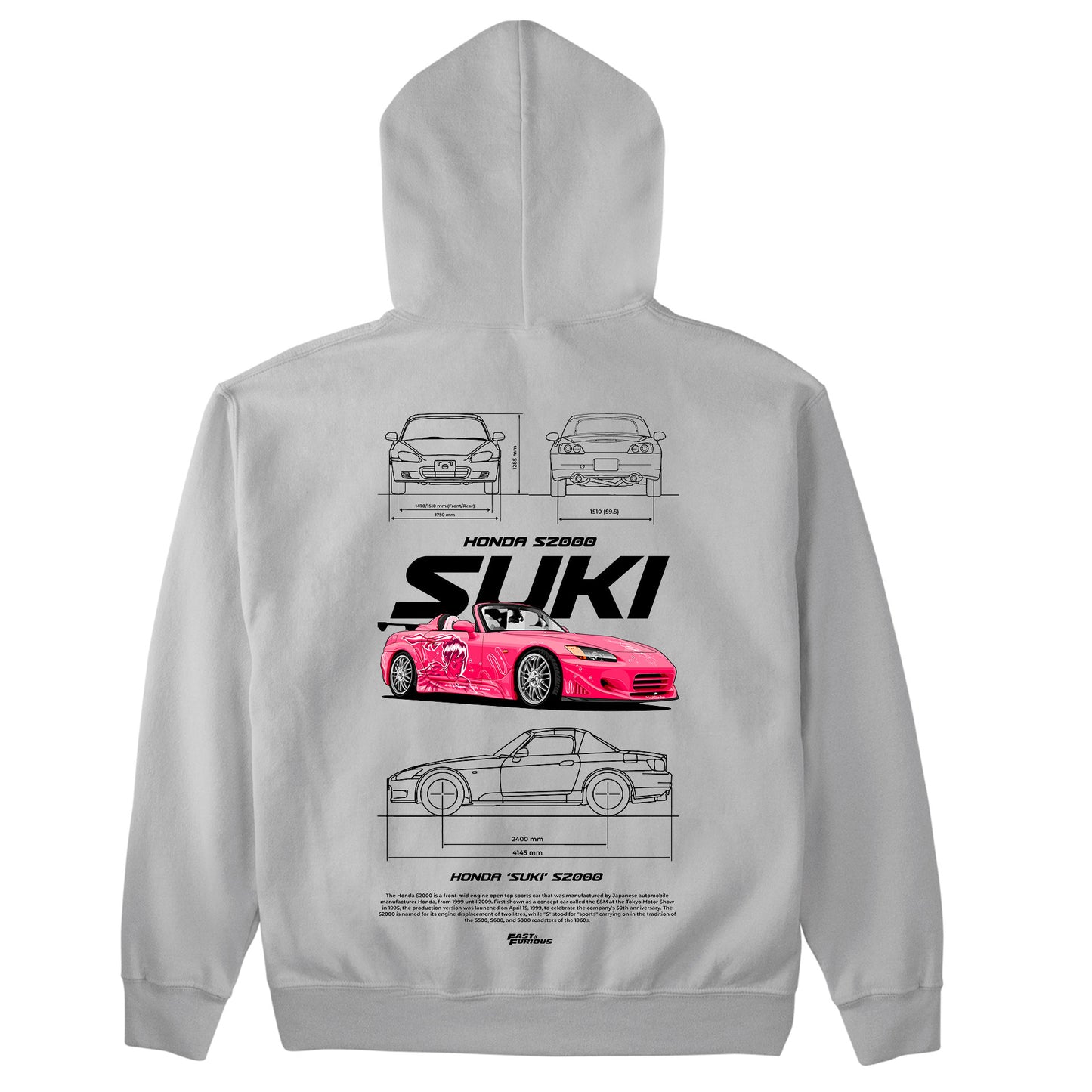 Moletom Básico Com Capuz Unissex Honda Suki S2000 2-CINZA