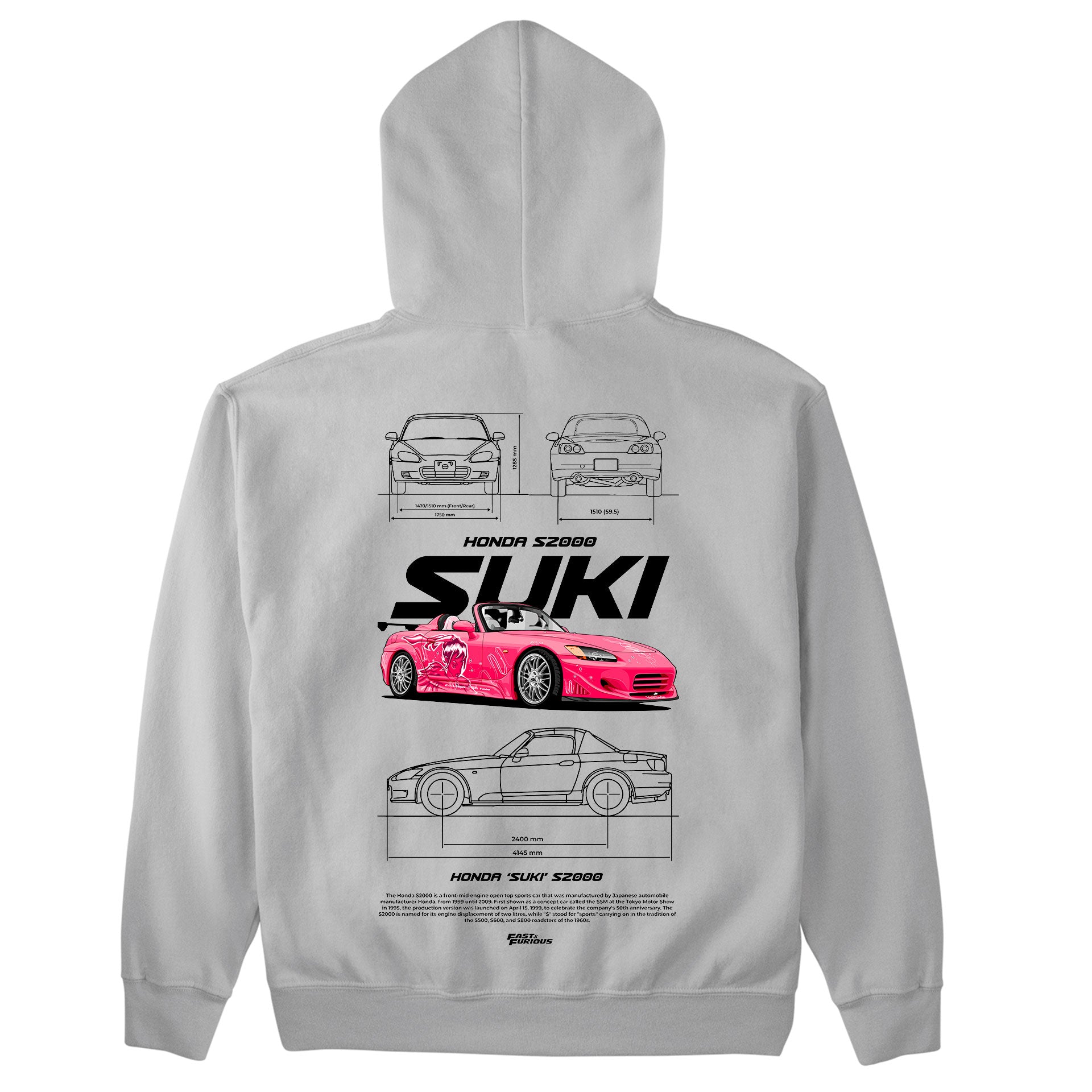 Moletom Básico Com Capuz Unissex Honda Suki S2000 2-CINZA