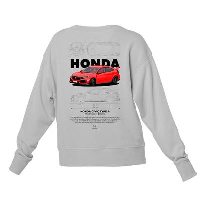 Moletom Gola Redonda Unissex Honda Civic TYPE R W-CINZA