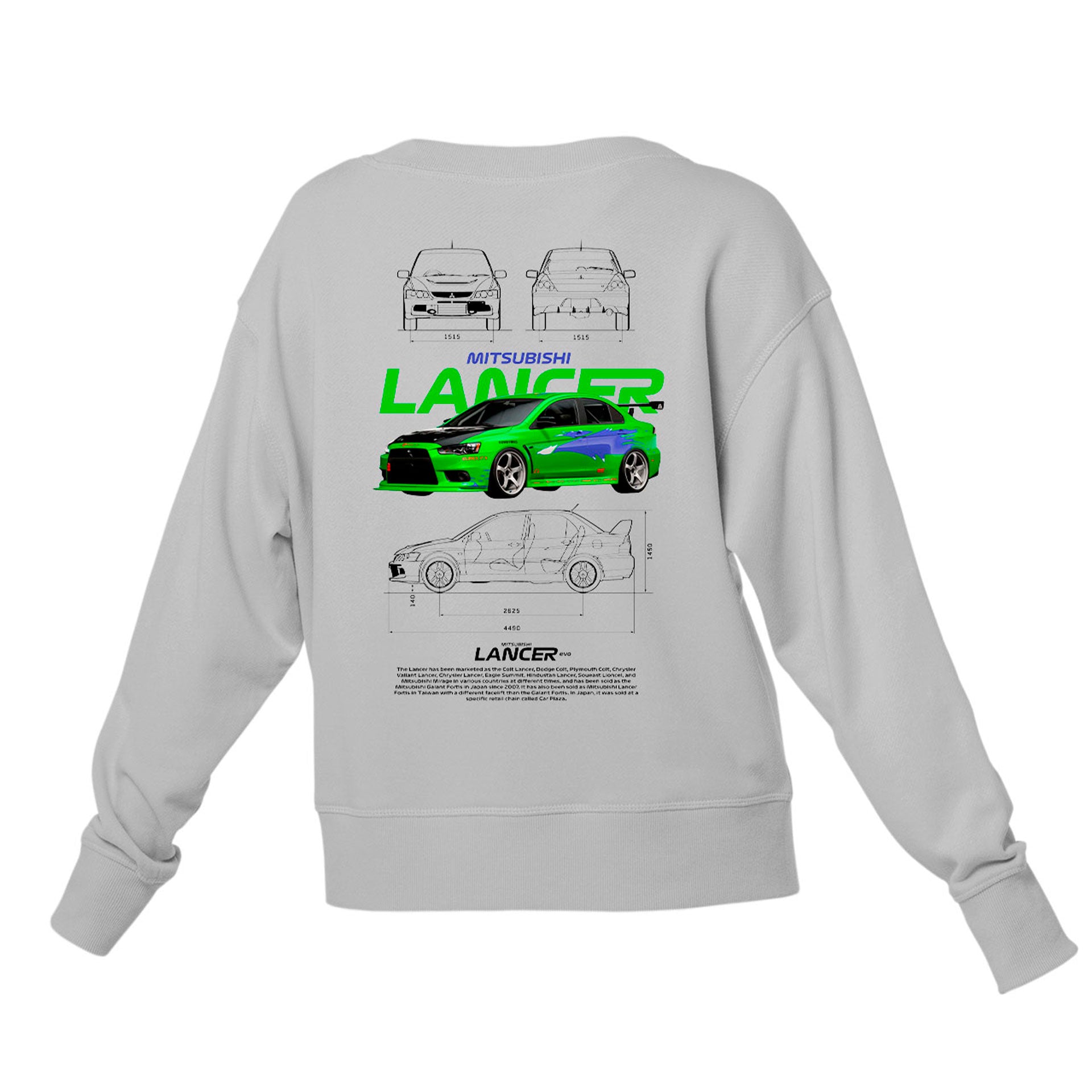 Moletom Gola Redonda Unissex Mitsubishi Lancer WHITE-CINZA
