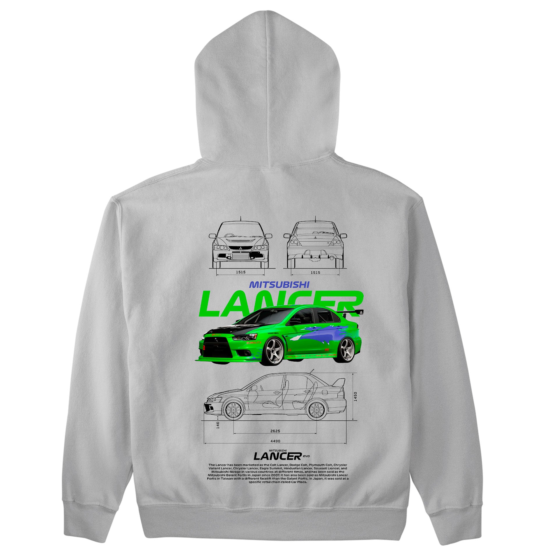 Moletom Básico Com Capuz Unissex Mitsubishi Lancer WHITE-CINZA