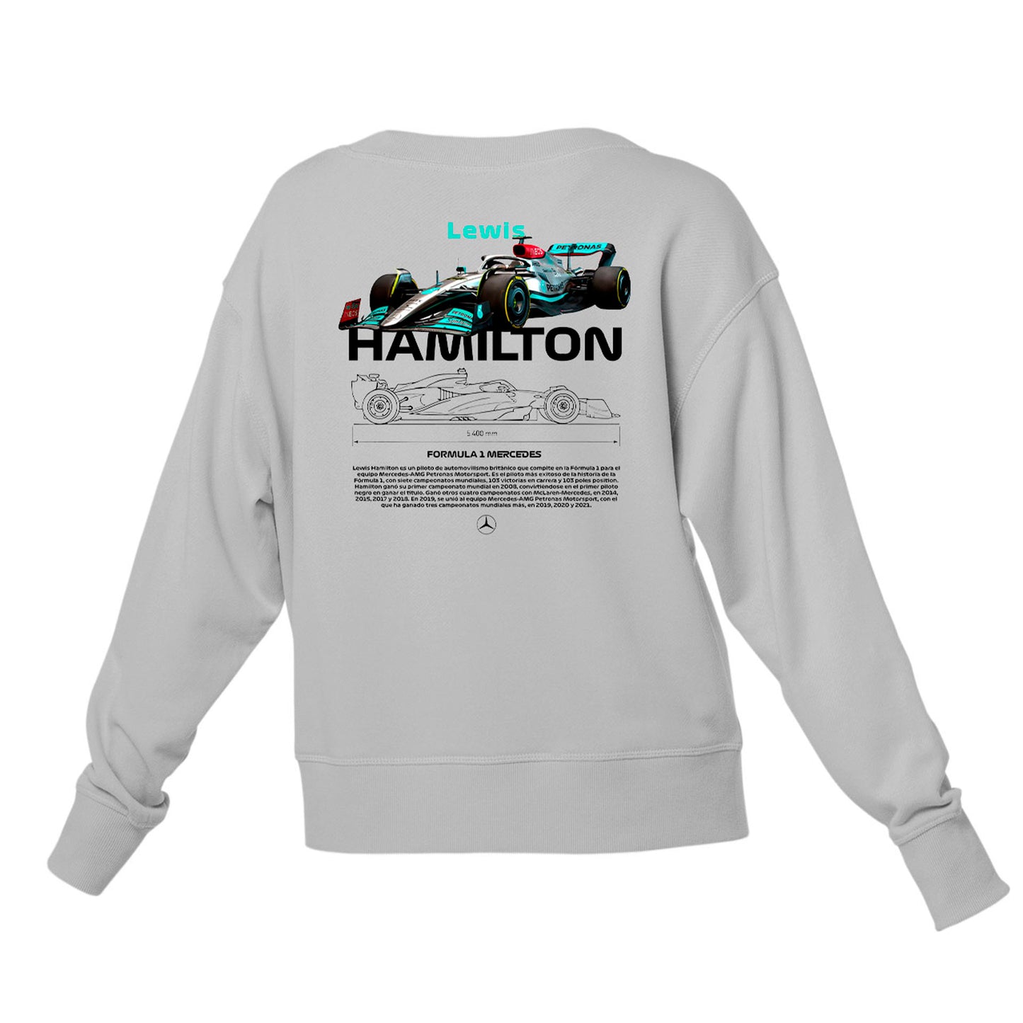 Moletom Gola Redonda Unissex Lewis Hamilton BLACK-CINZA