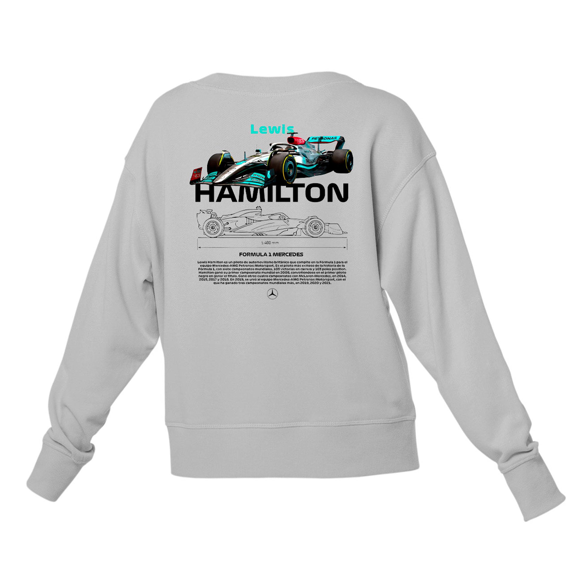 Moletom Gola Redonda Unissex Lewis Hamilton BLACK-CINZA