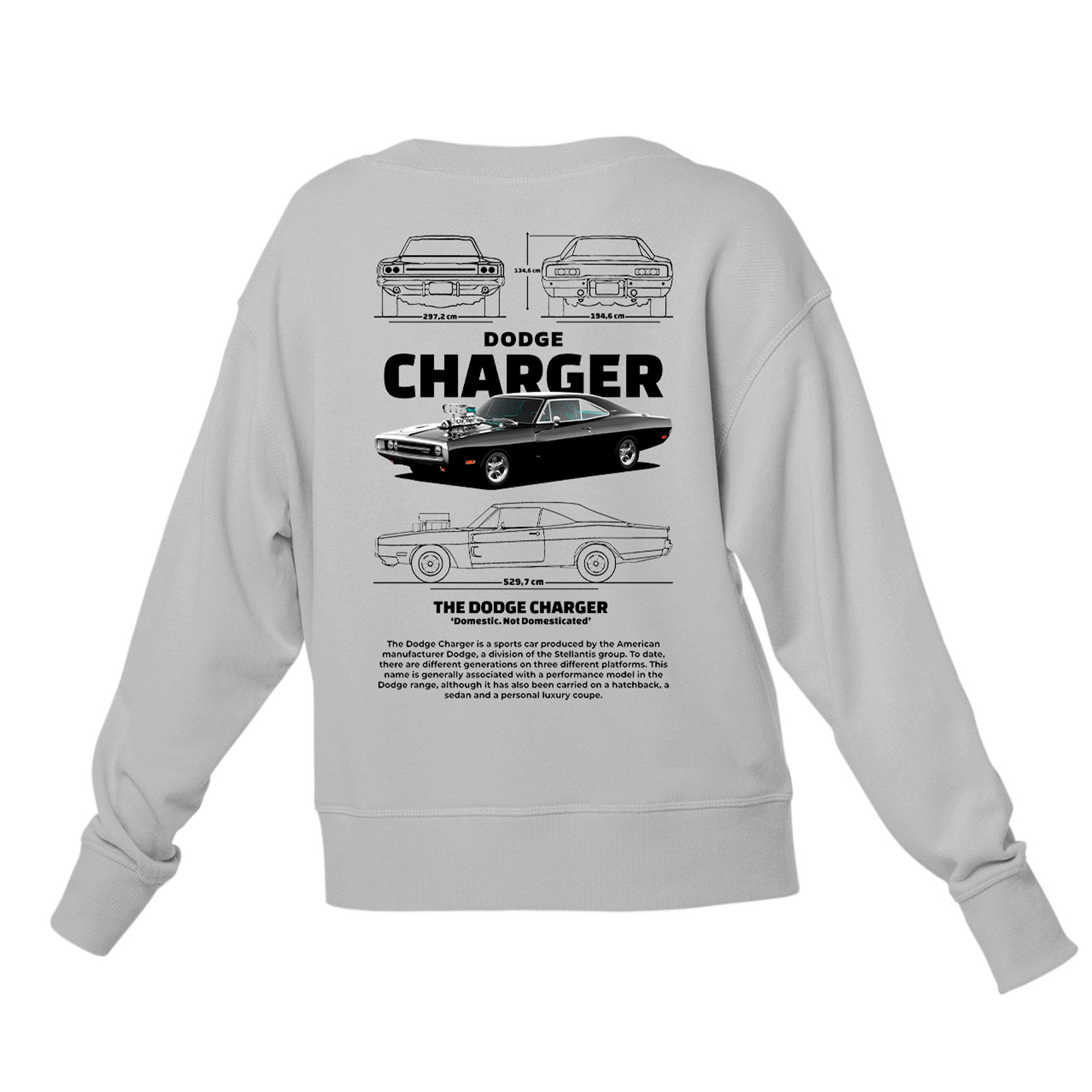 Moletom Gola Redonda Unissex Dodge Charger 1970-CINZA