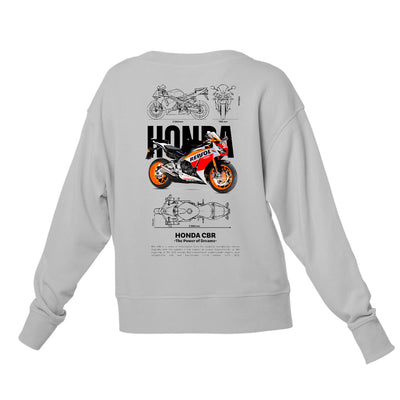 Moletom Gola Redonda Unissex Honda CBR Template PNG white-CINZA