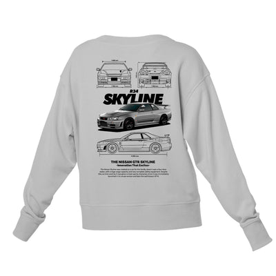 Moletom Gola Redonda Unissex Nissan GTR Skyline R34 06-2