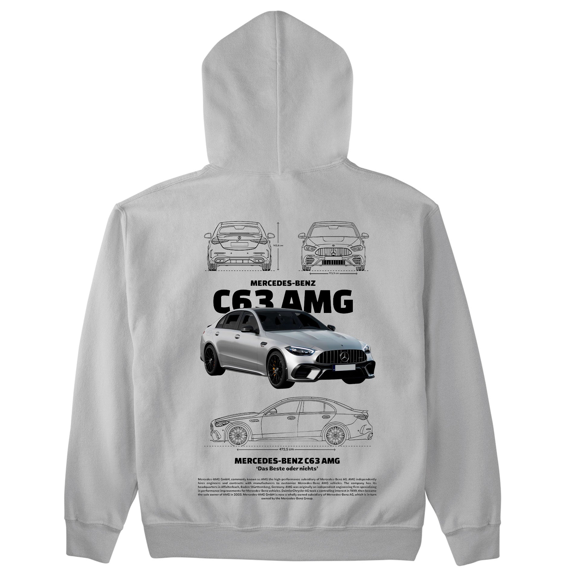 Moletom Básico Com Capuz Unissex Mercedes Benz c63 AMG W-CINZA