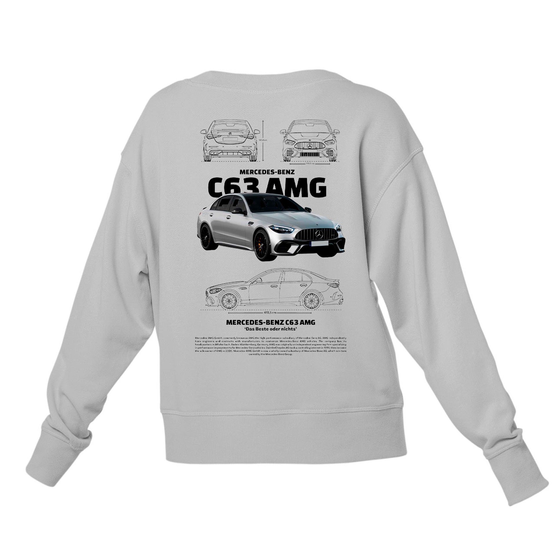 Moletom Gola Redonda Unissex Mercedes Benz c63 AMG W-CINZA
