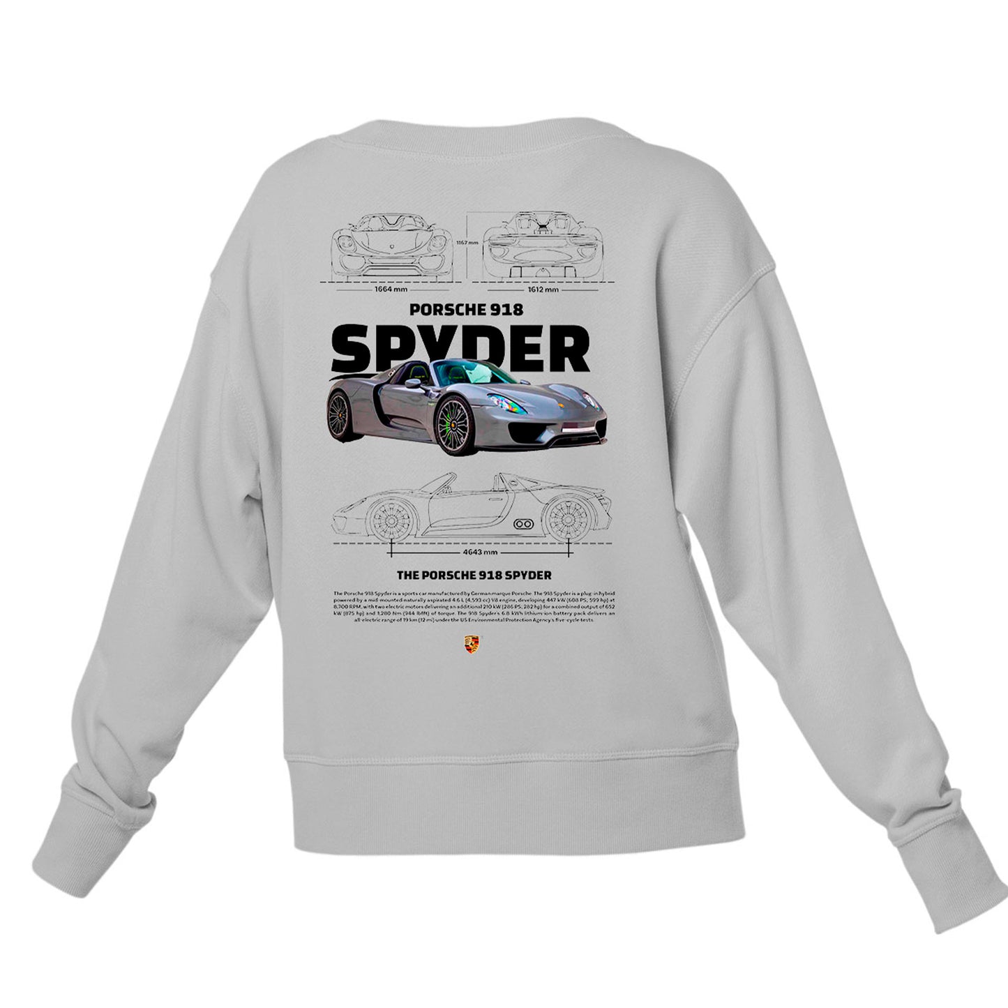 Moletom Gola Redonda Unissex Porsche 918 SPYDER 2 w BRANCO