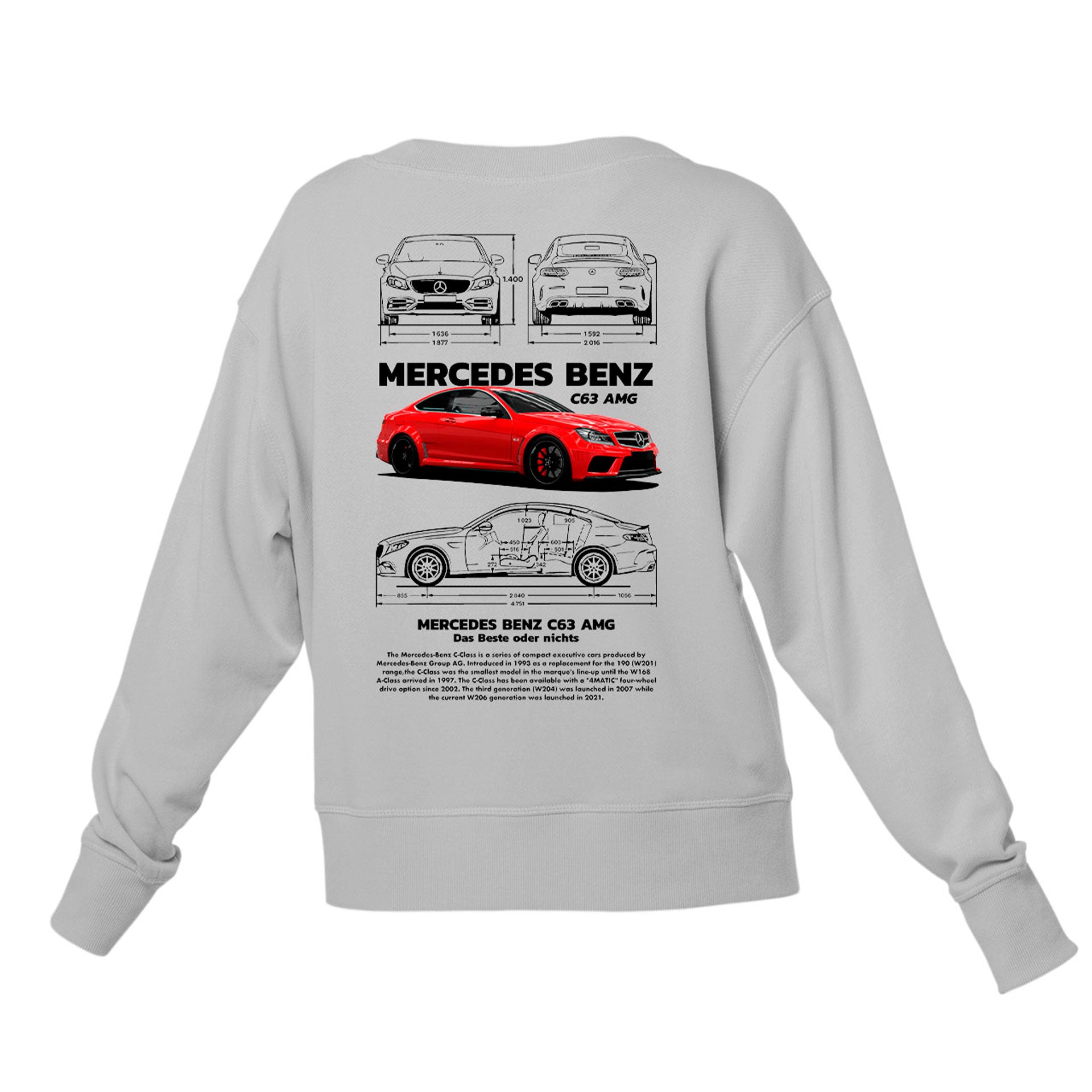 Moletom Gola Redonda Unissex Mercedes Benz C 63 black-CINZA