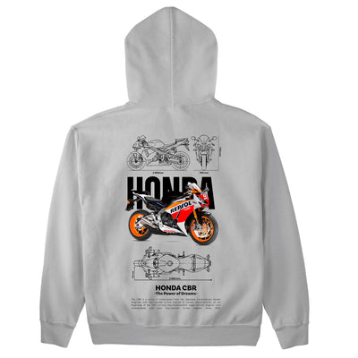Moletom Básico Com Capuz Unissex Honda CBR Template PNG White-CINZA