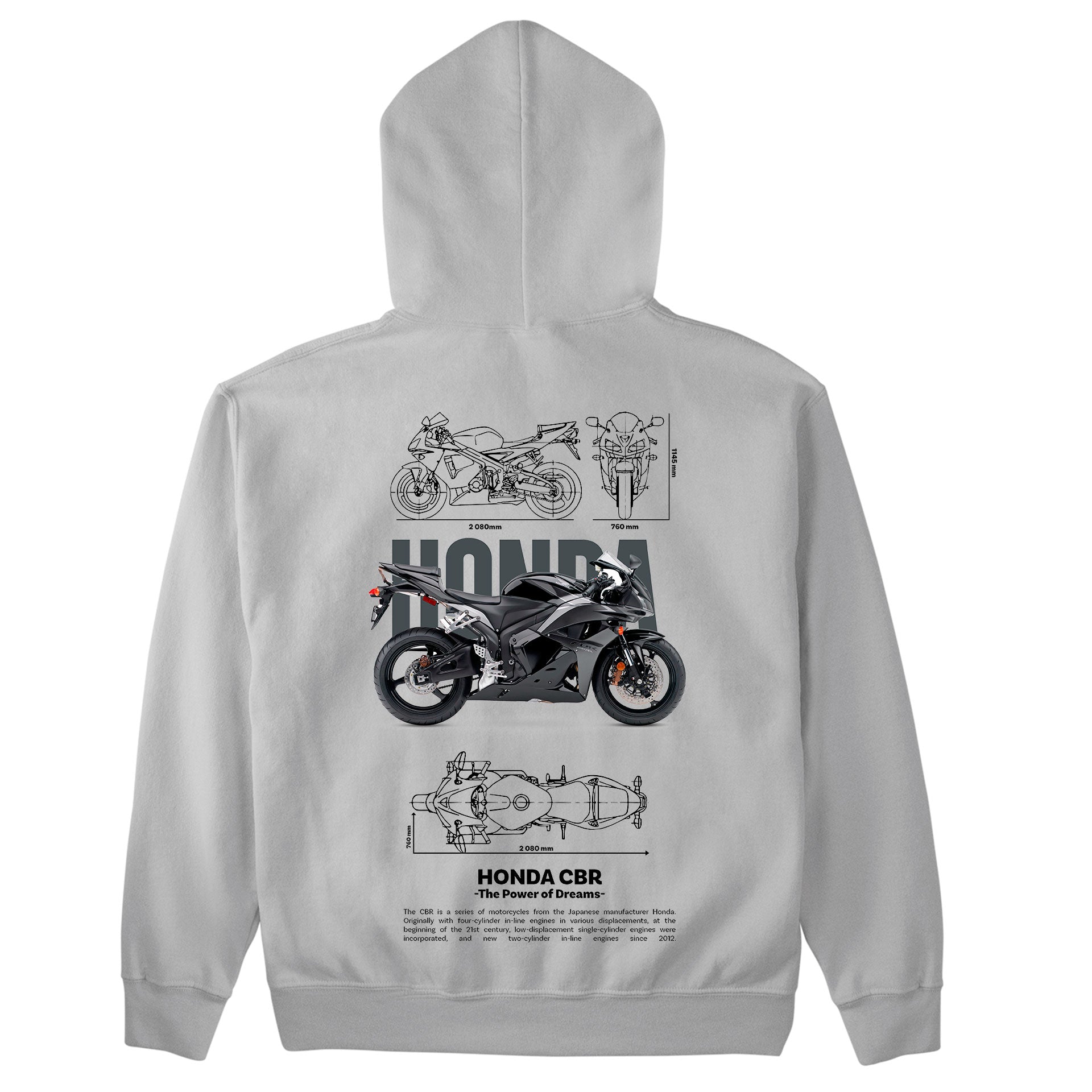 Moletom Básico Com Capuz Unissex Honda CBR Template 3 G-CINZA