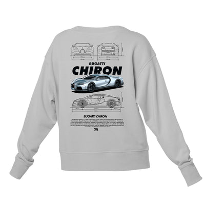 Moletom Gola Redonda Unissex Bugatti Chiron v2 BLACK- Cinza