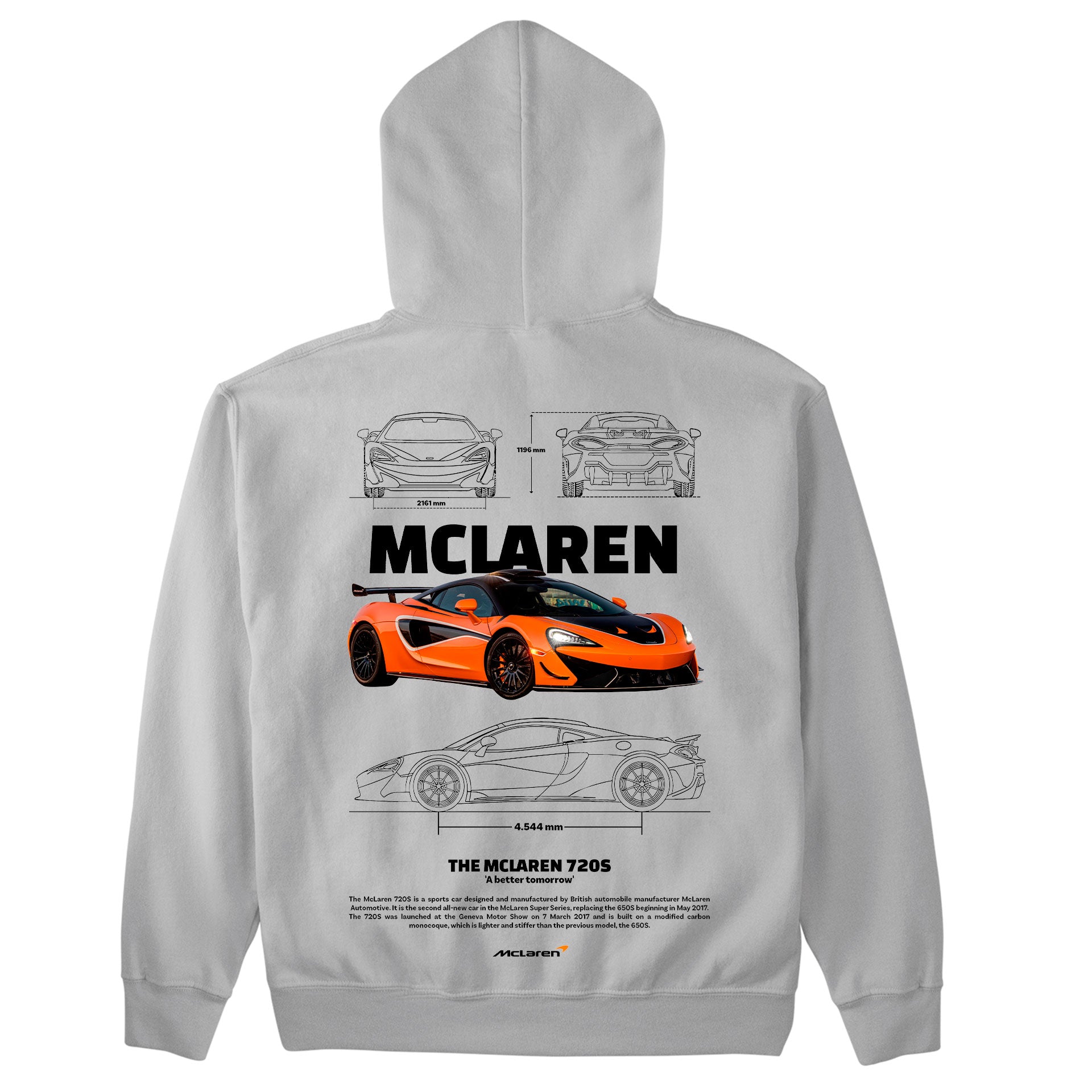Moletom Básico Com Capuz Unissex Mclaren 720S ORANGE-CINZA