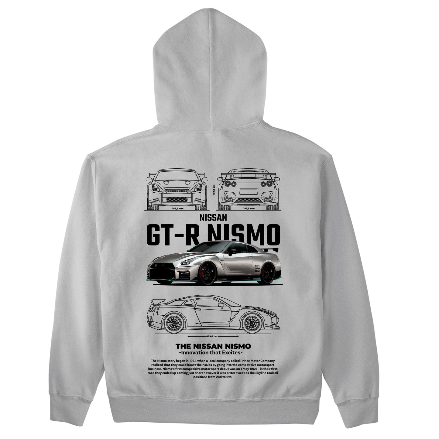 Moletom Básico Com Capuz Unissex GT-R Nismo-CINZA