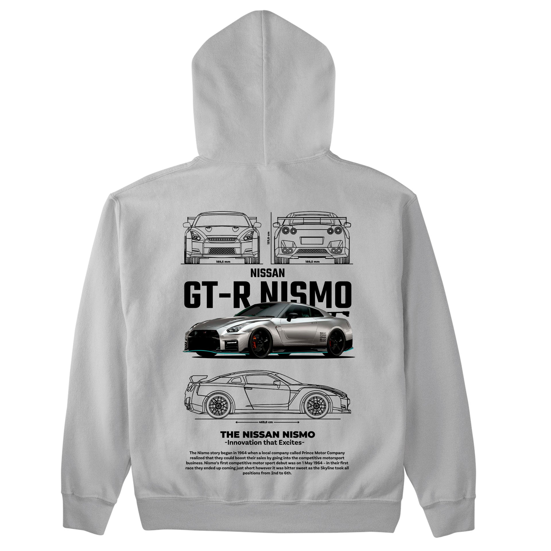 Moletom Básico Com Capuz Unissex GT-R Nismo-CINZA
