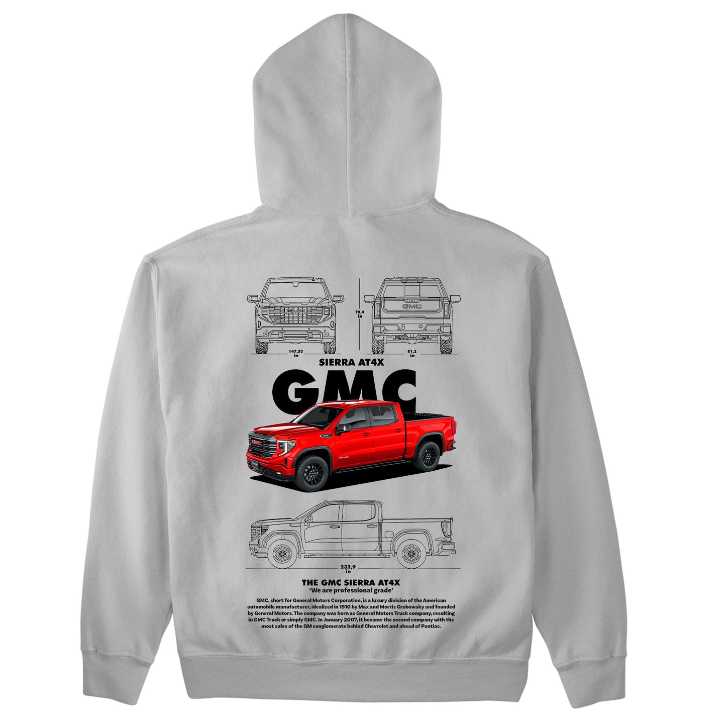 Moletom Básico Com Capuz Unissex GMC Sierra AT4X BLACK-CINZA