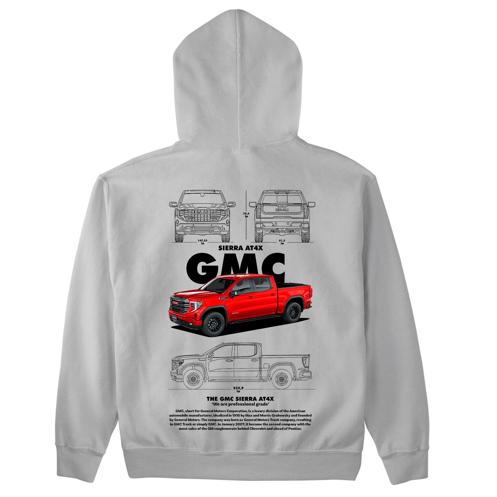 Moletom Básico Com Capuz Unissex GMC Sierra AT4X BLACK-CINZA