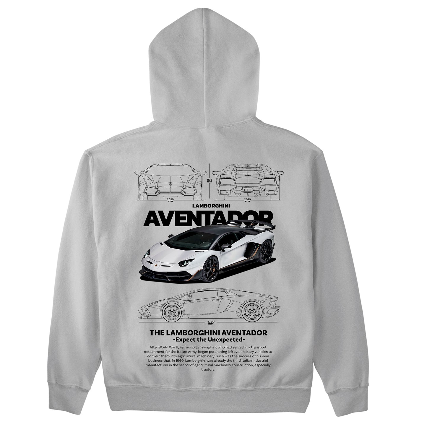 Moletom Básico Com Capuz Lamborghini Aventador WHITE V-CINZA