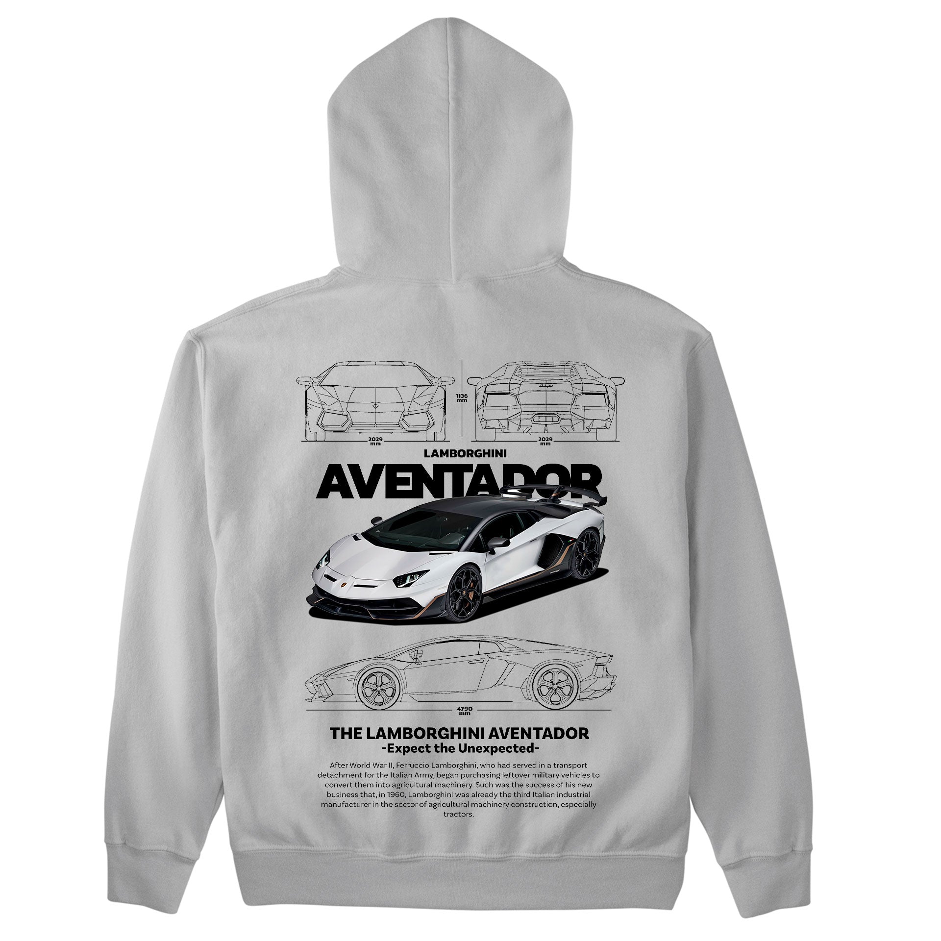 Moletom Básico Com Capuz Lamborghini Aventador WHITE V-CINZA