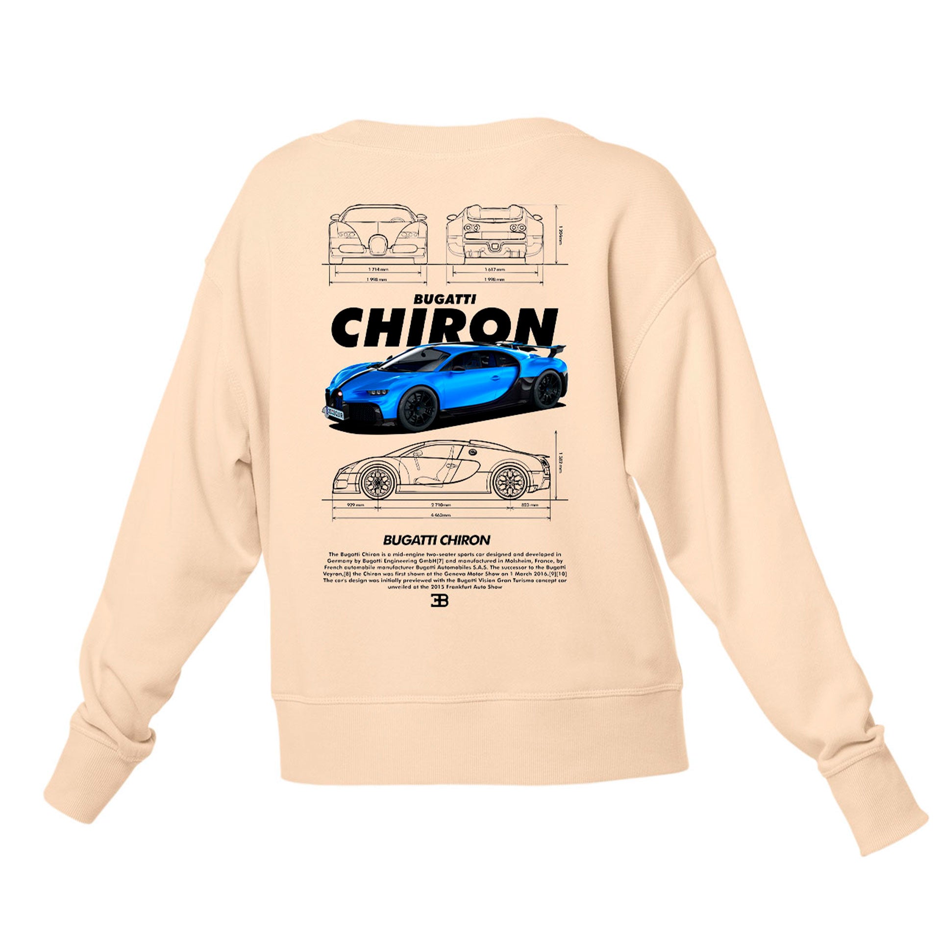Moletom Gola Redonda Unissex Bugatti Chiron WHITE- Pérola