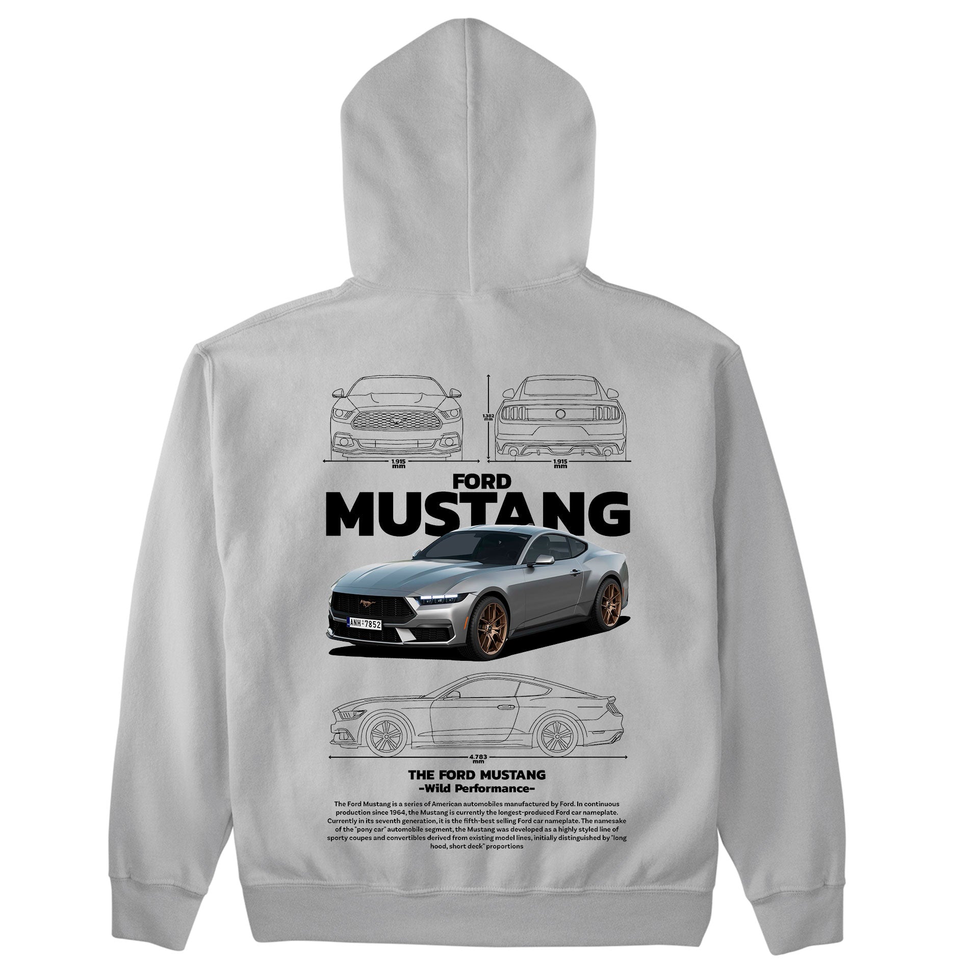 Moletom Básico Com Capuz Unissex Ford Mustang BLACK-CINZA