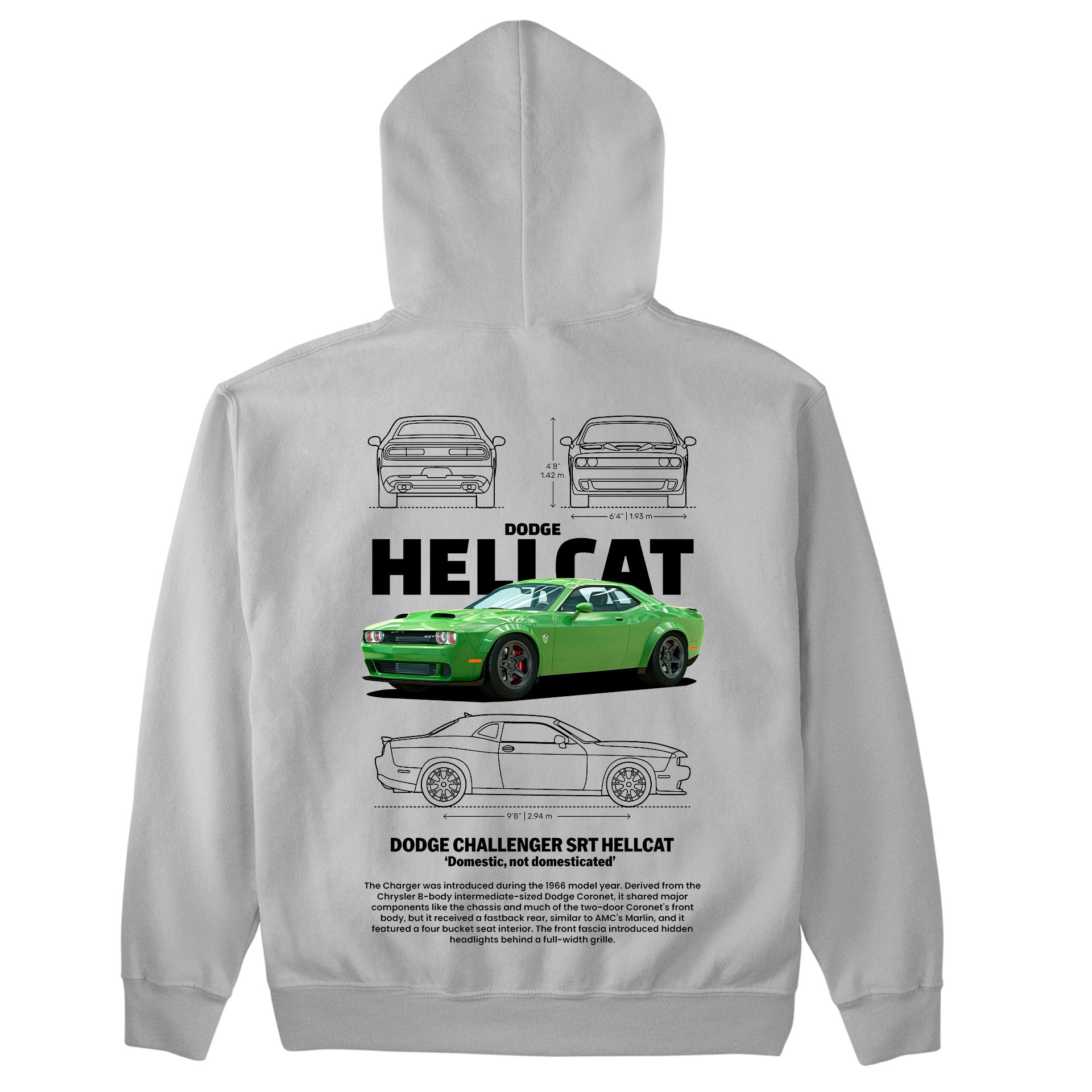 Moletom Básico Com Capuz Unissex Dodge Charger SRT HELLCAT-CINZA