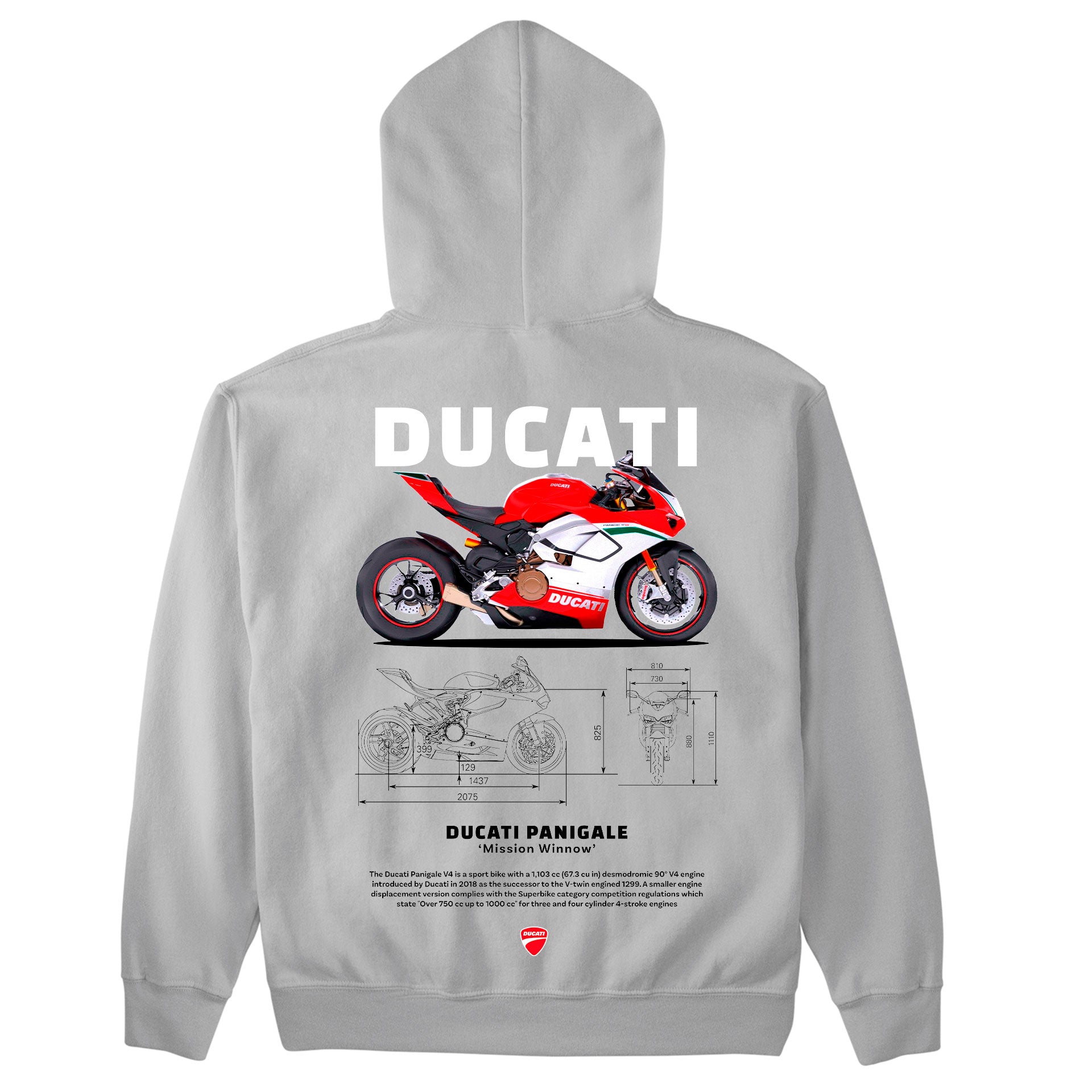 Moletom Básico Com Capuz Unissex Ducati Panigale W-CINZA