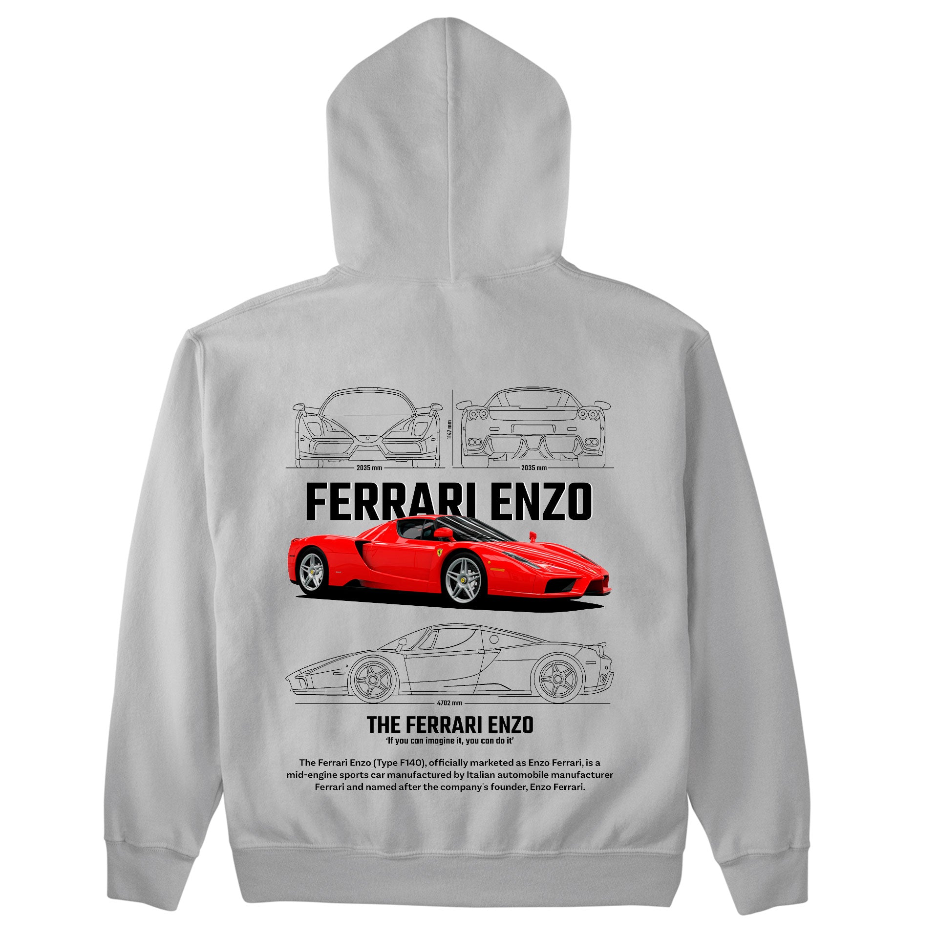 Moletom Básico Com Capuz Unissex Ferrari Enzo W-CINZA