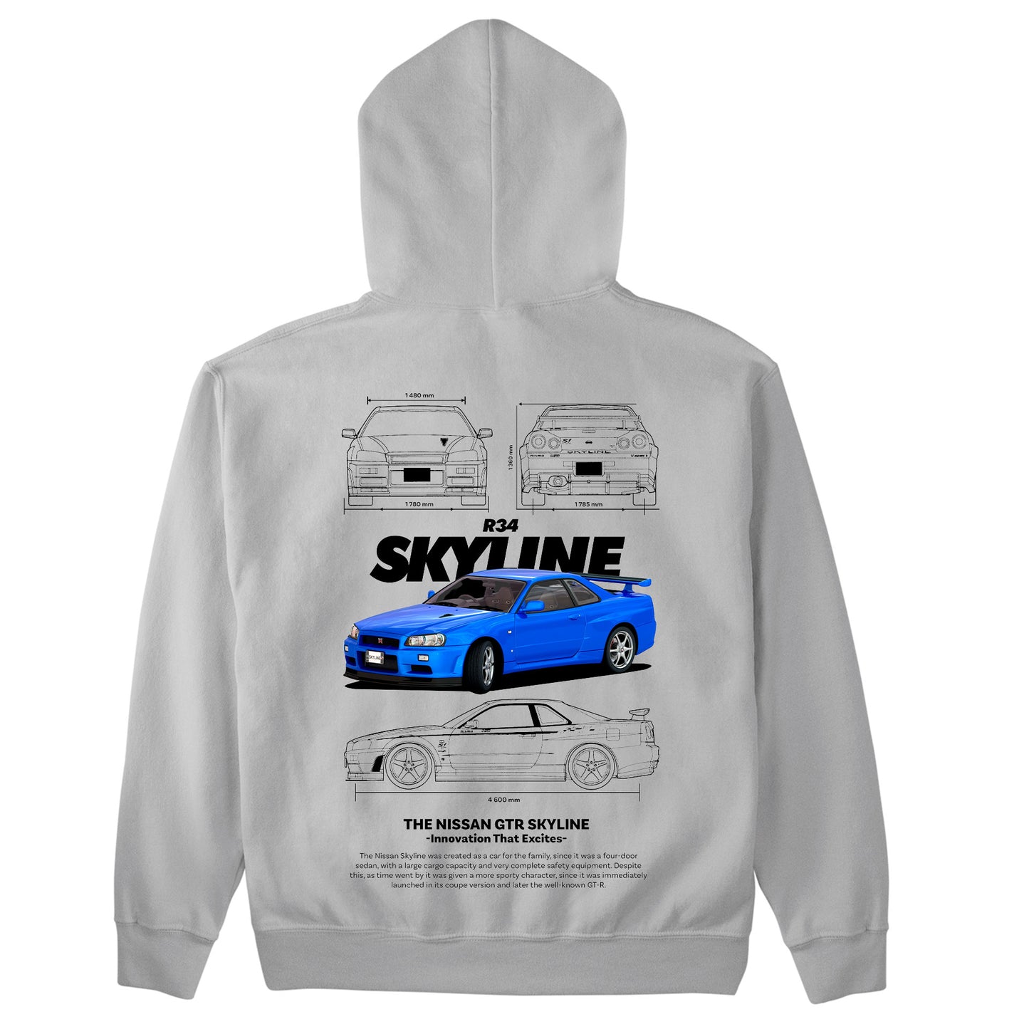 Moletom Básico Com Capuz Unissex Nissan GTR SKYLINE R34 06-2