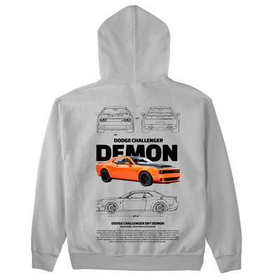 Moletom Básico Com Capuz Unissex Dodge Challenger Demon W-CINZA