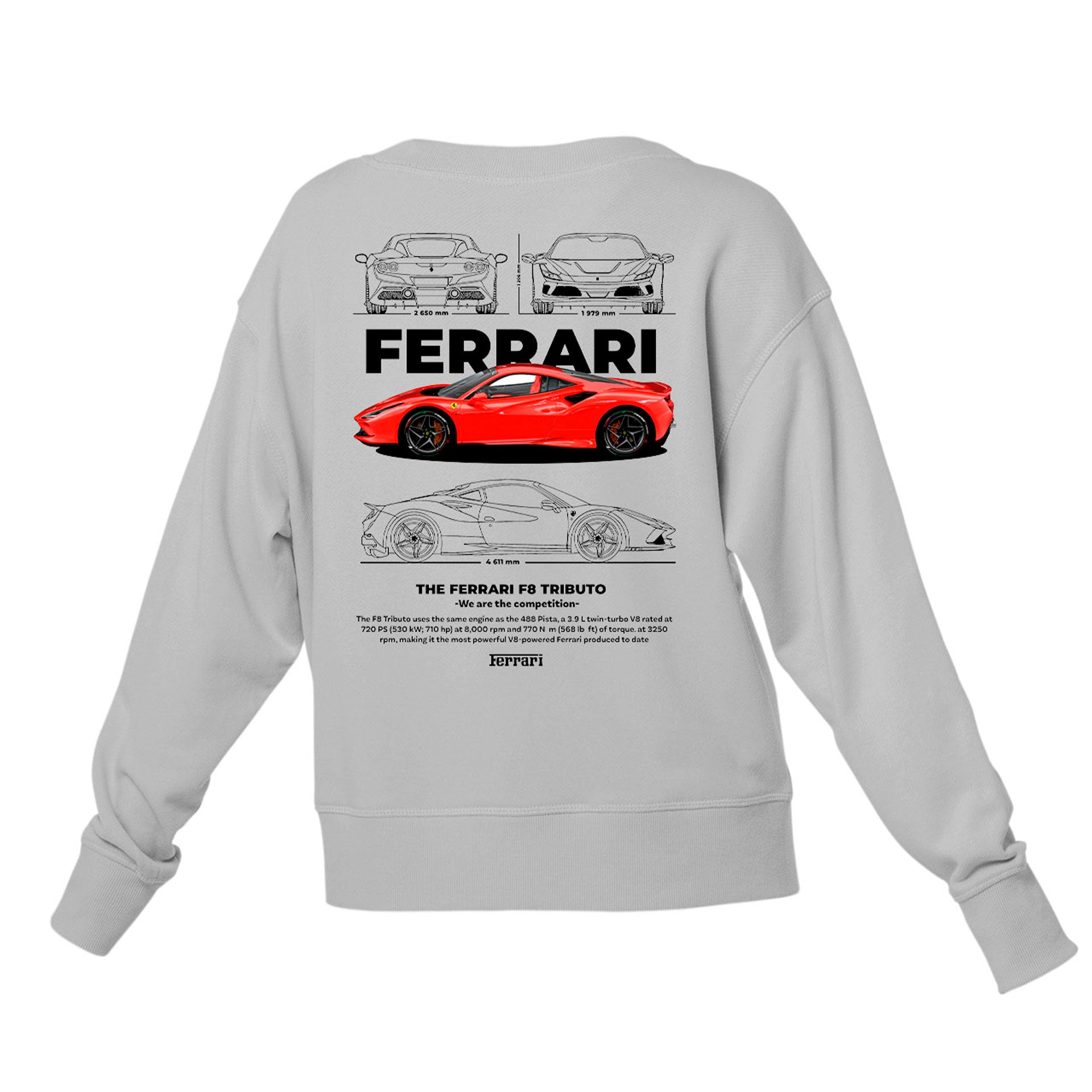 Moletom Gola Redonda Unissex Ferrari F8 TRIBUTO - WHITE-CINZA