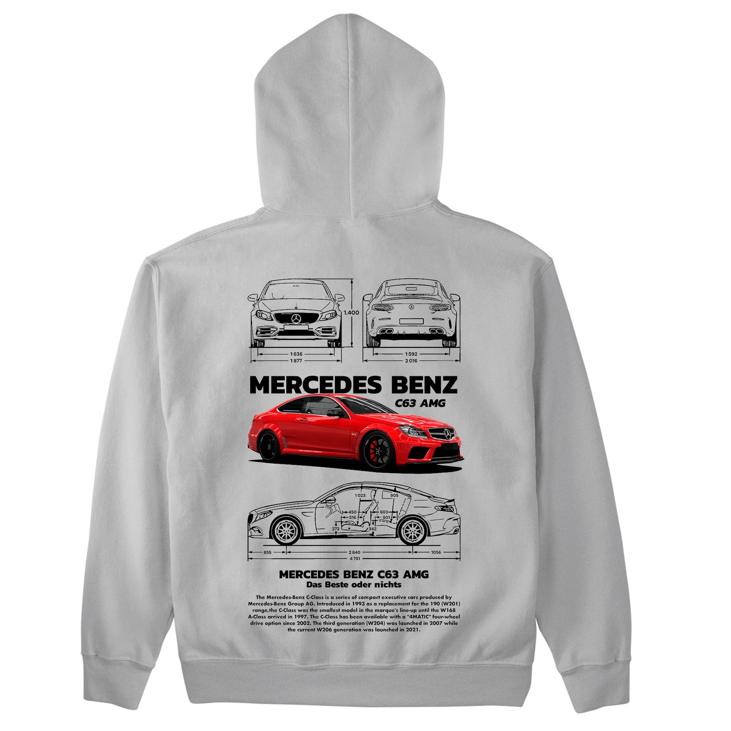 Moletom Básico Com Capuz Unissex Mercedes Benz C 63 black-CINZA