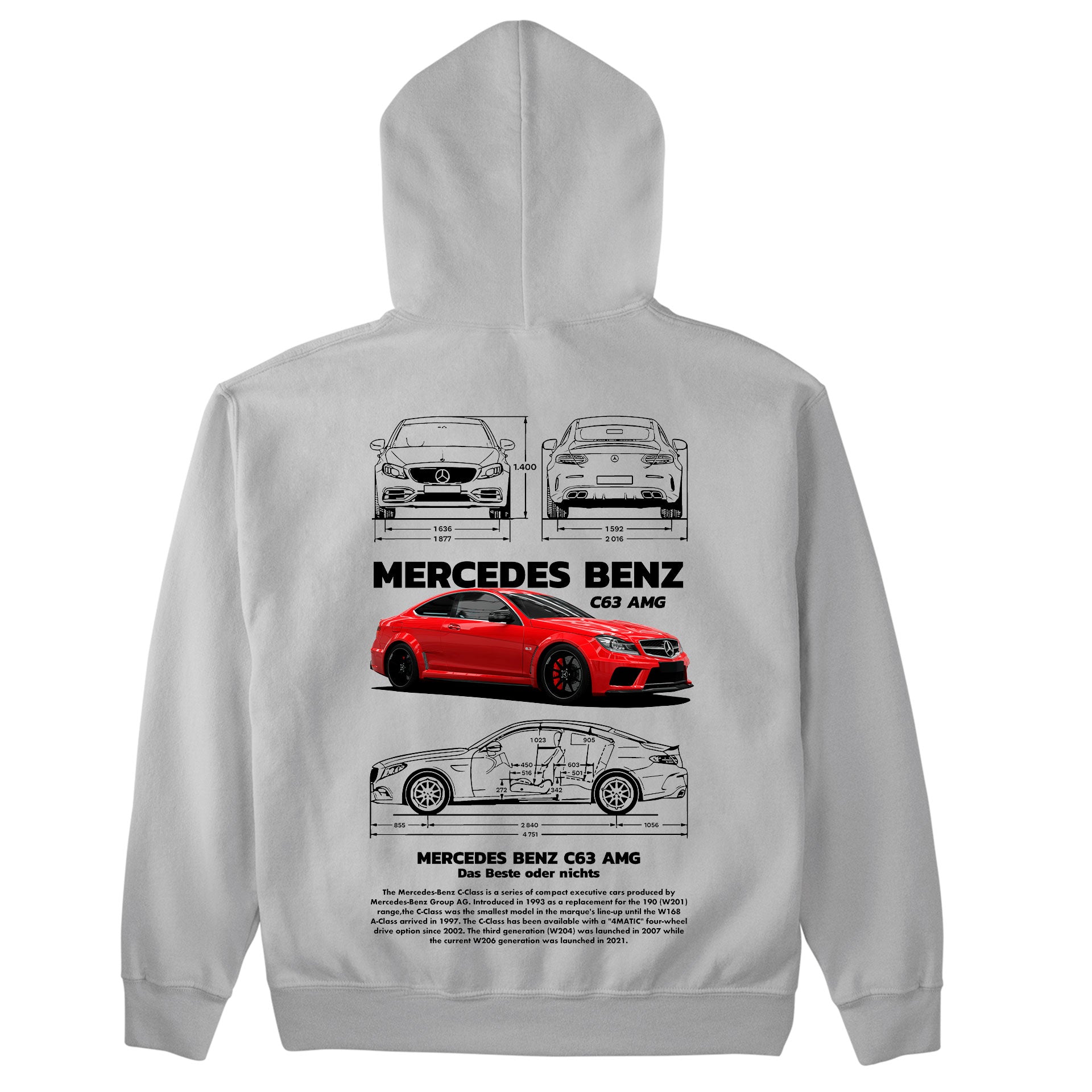 Moletom Básico Com Capuz Unissex Mercedes Benz C 63 black-CINZA