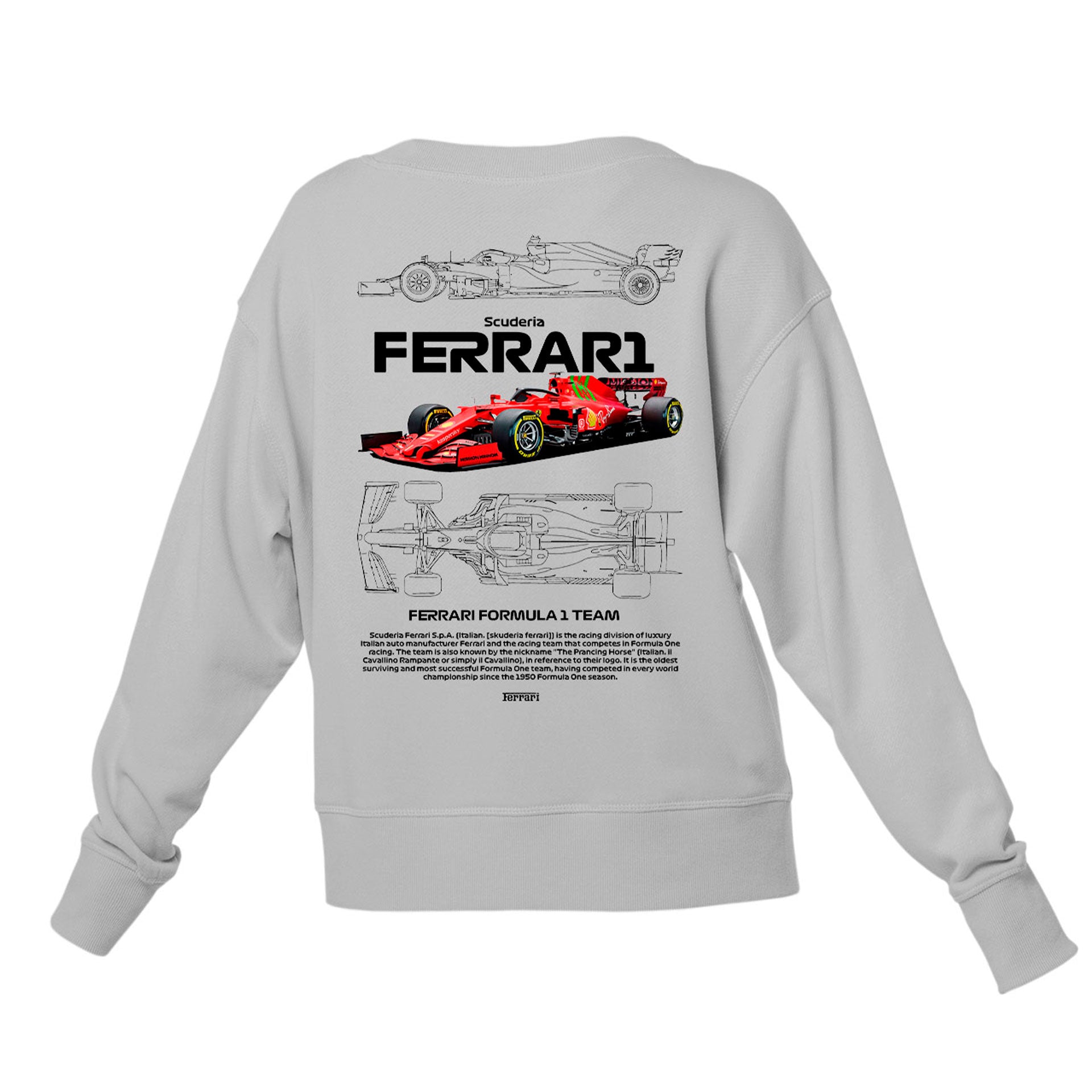 Moletom Gola Redonda Unissex Ferrari Fórmula 1 TEAM-CINZA