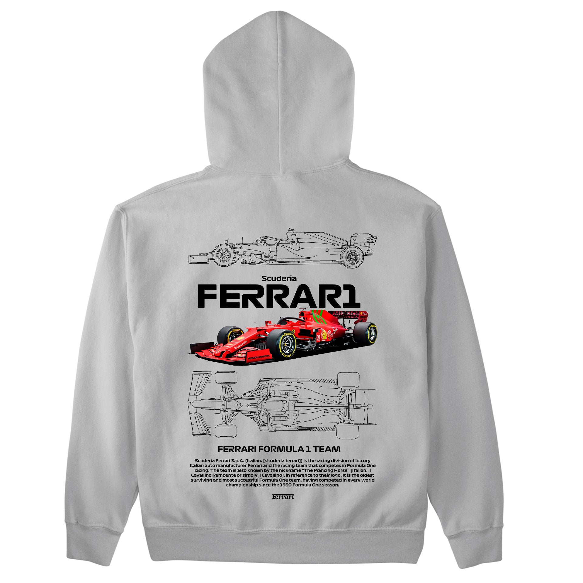 Moletom Básico Com Capuz Unissex Ferrari Fórmula 1 TEAM-CINZA