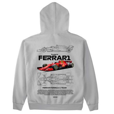 Moletom Básico Com Capuz Unissex Ferrari Fórmula 1 TEAM-CINZA