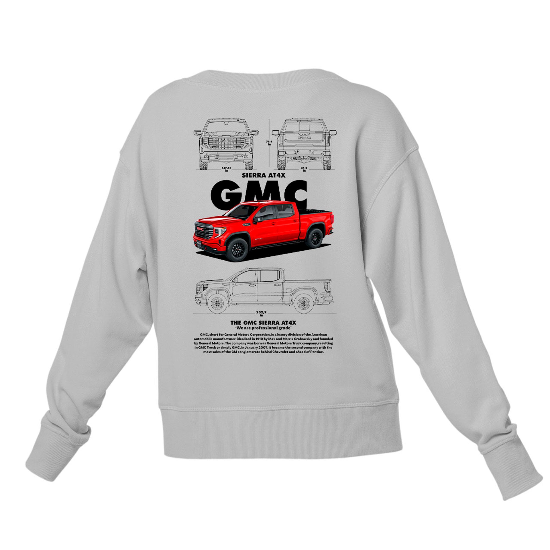 Moletom Gola Redonda Unissex GMC Sierra AT4X BLACK-CINZA