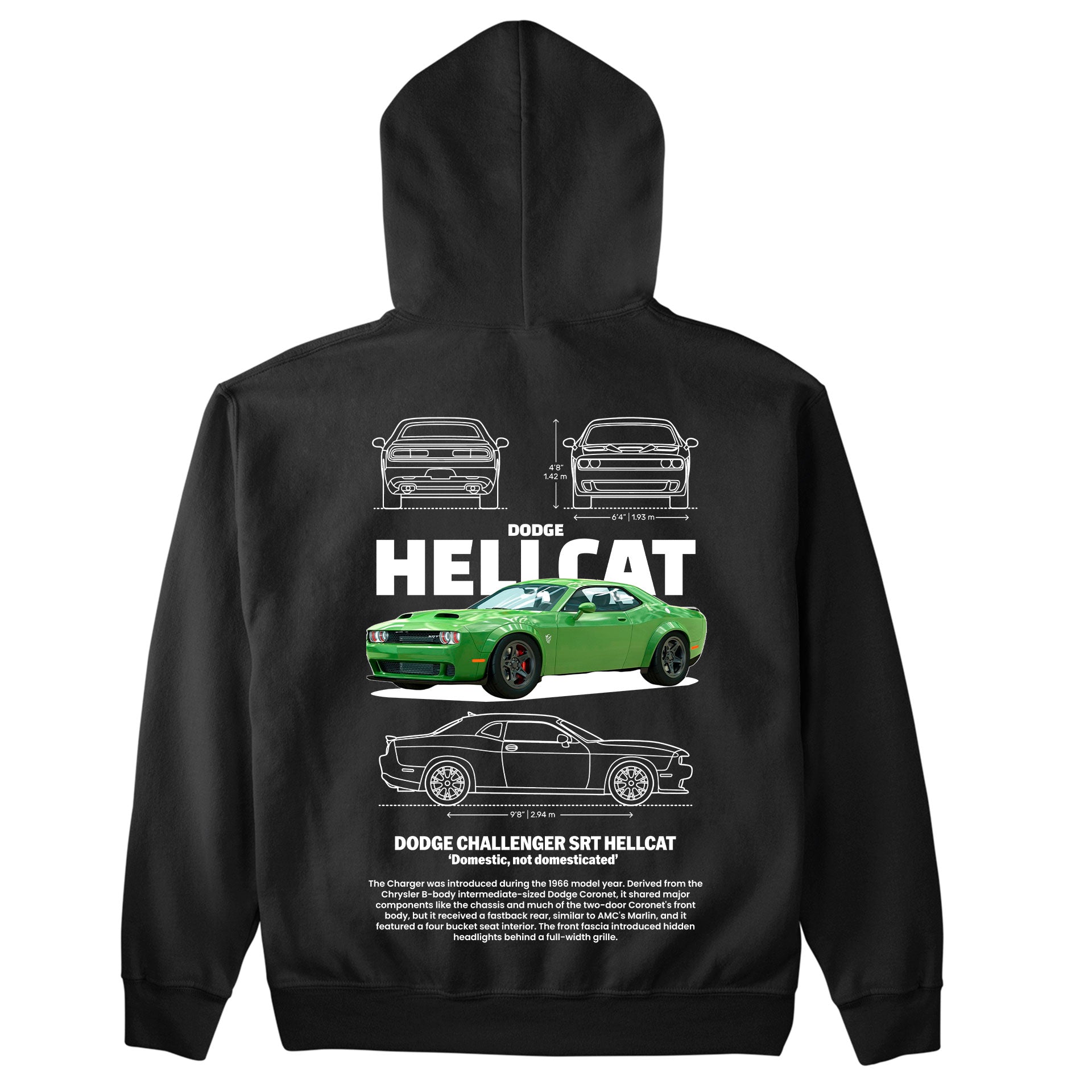 Moletom Básico Com Capuz Unissex Dodge Charger SRT HELLCAT-PRETO
