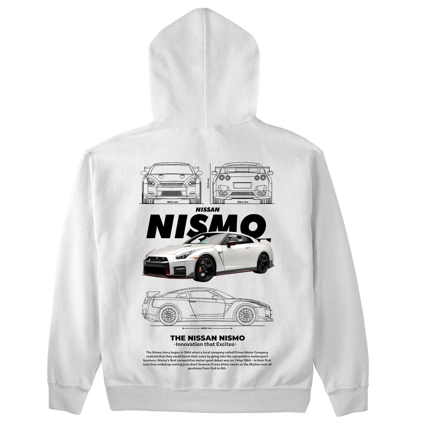 Moletom Básico Com Capuz Unissex Nissan Nismo WHITE