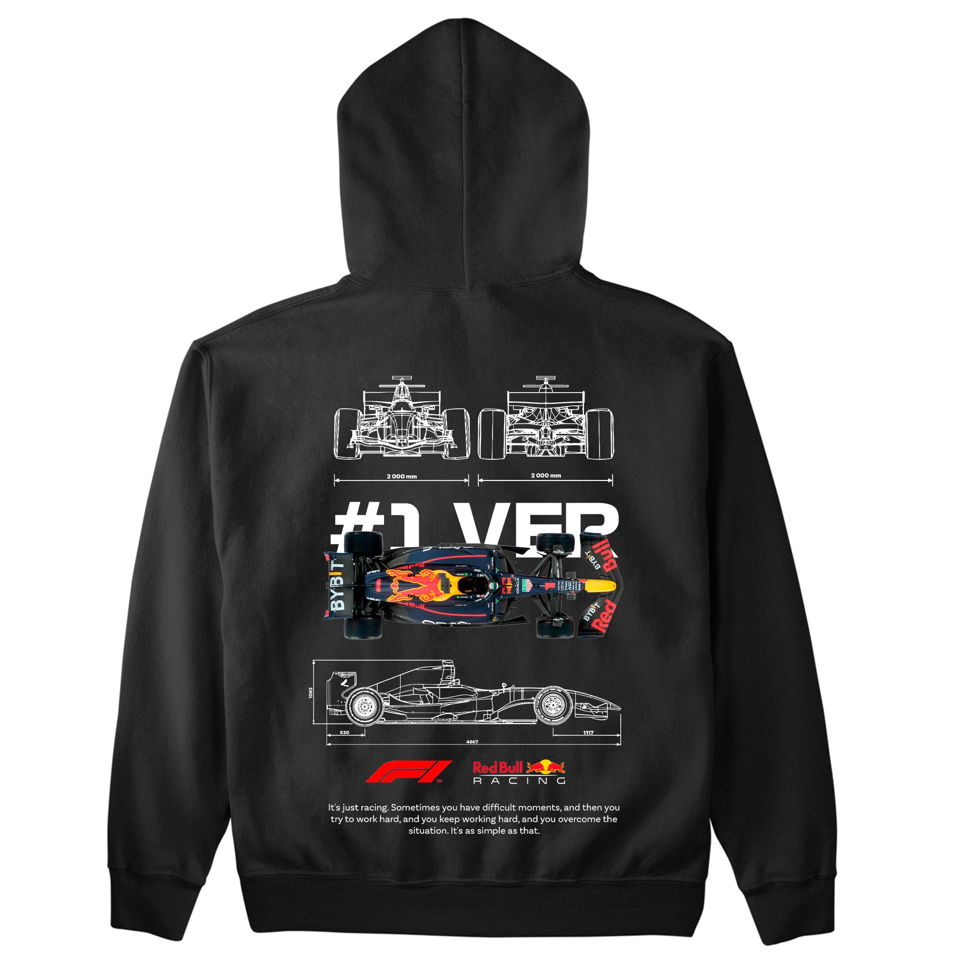 Moletom Básico Com Capuz Unissex F1 Red Bull Car Template-PRETO