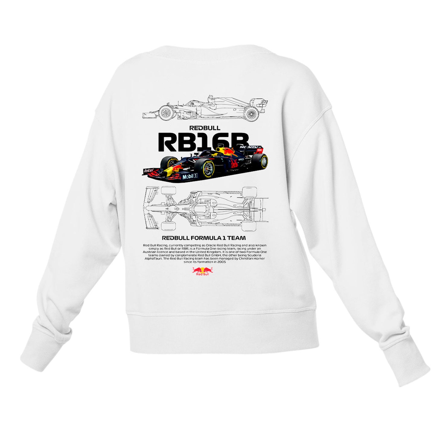 Moletom Gola Redonda Unissex Red Bull Racing Fórmula 1 TEAM W BRANCO