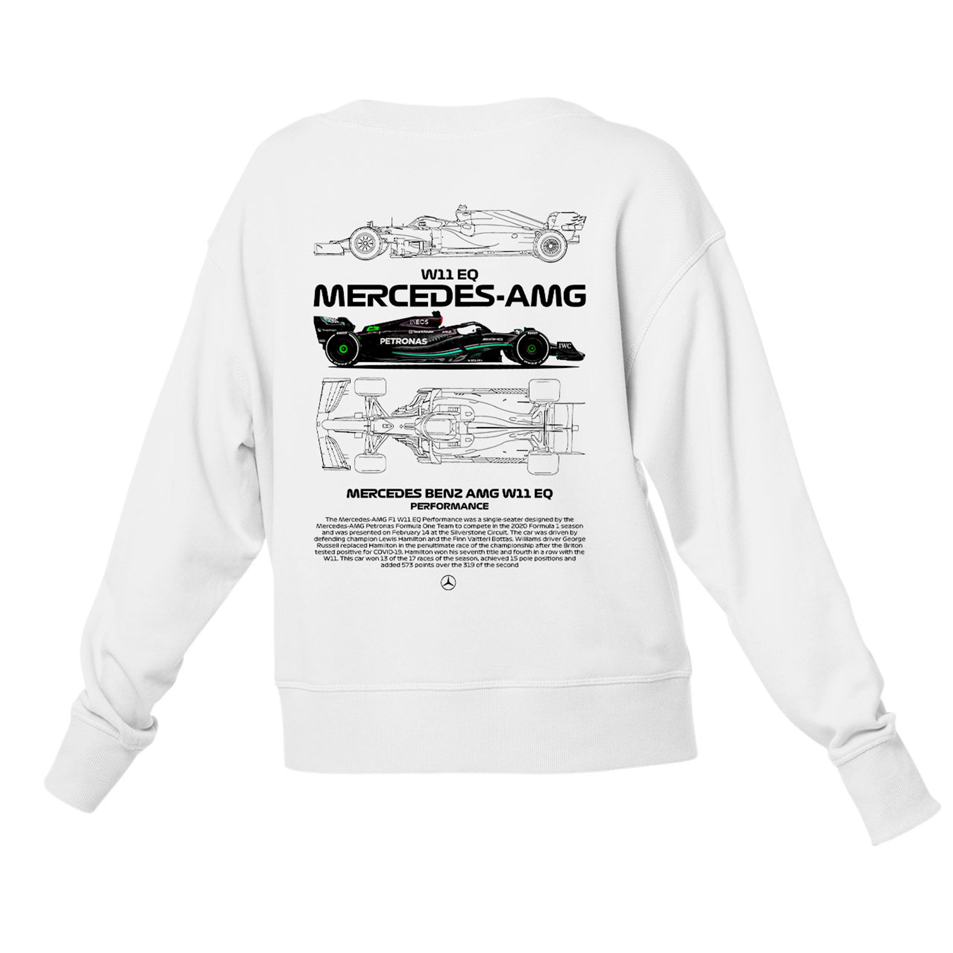 Moletom Gola Redonda Unissex Mercedes Benz AMG W11-BRANCO