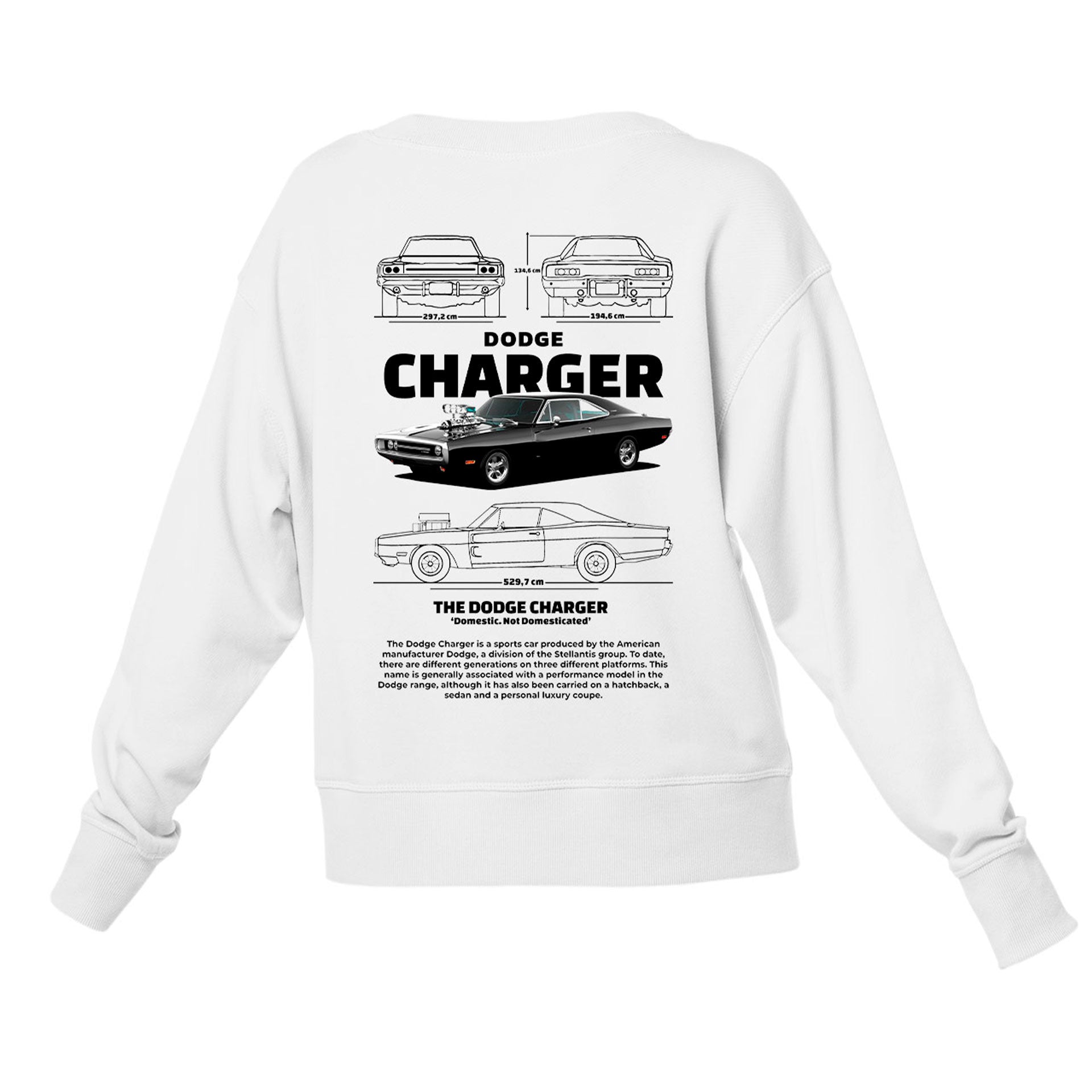 Moletom Gola Redonda Unissex Dodge Charger 1970-BRANCO