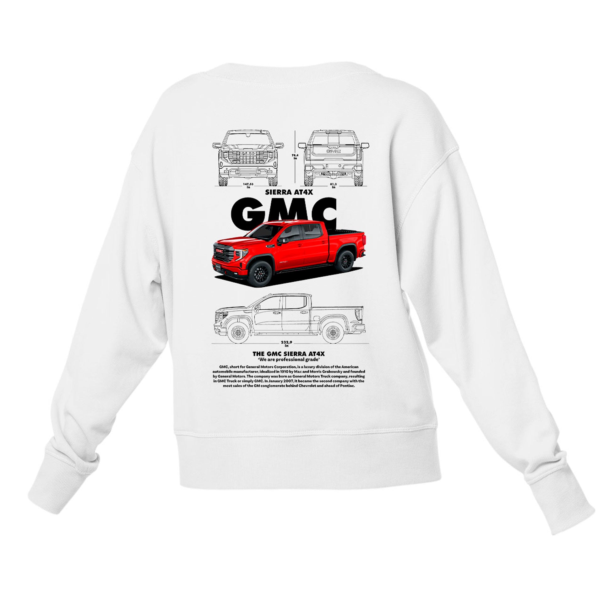 Moletom Gola Redonda Unissex GMC Sierra AT4X BLACK-BRANCO